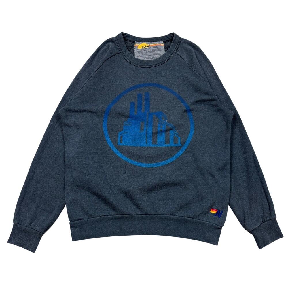 Rare Aviator Nation Marketing Factory Raglan Sweatshirt Size Large